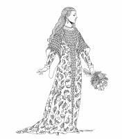 A coloring page of middle ages clothing